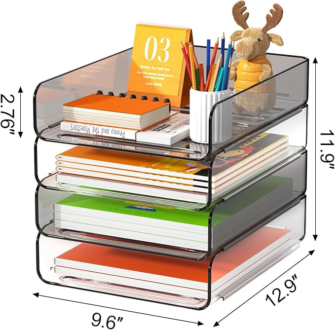 FANXIYQ 4-Tier Acrylic Paper Tray Organizer, A4 Paper, Books & Office Supplies - Image 3