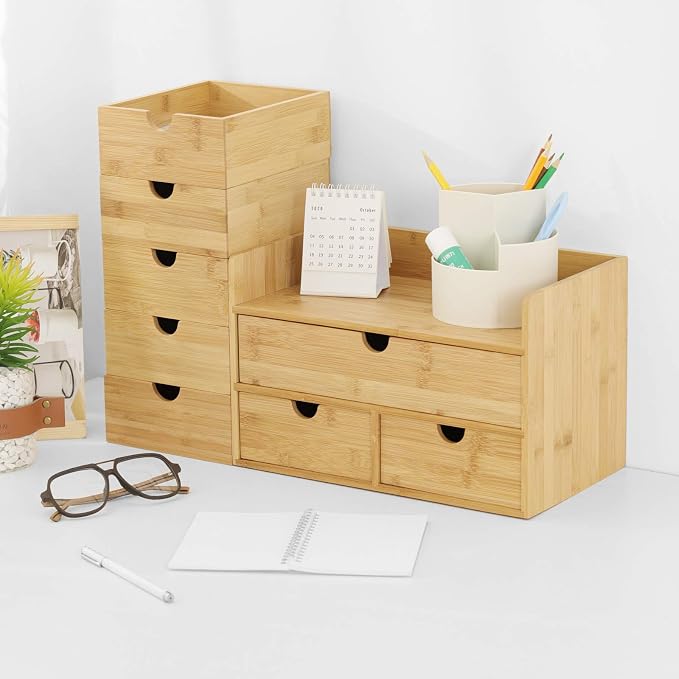 Wisuce Bamboo Desk Drawer Organizer, Desktop Organizer - Image 6