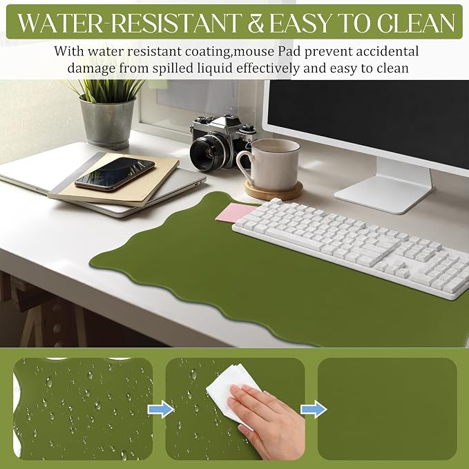 Hahafelt Scalloped Desk Mat Large Desk Pad Cute Coquette Table Mat Back to - Image 4