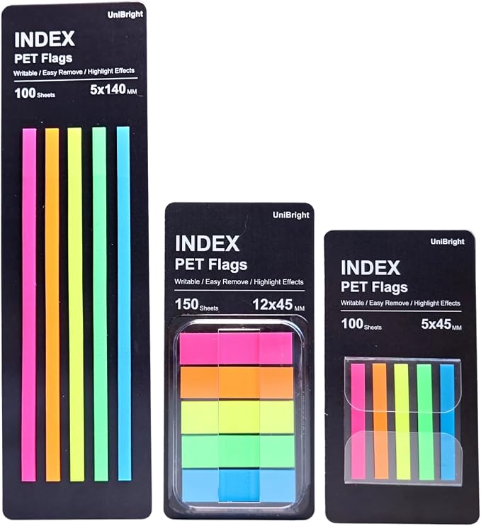 UniBright Sticky Tabs for Books, Repositionable Bible & Notebook Tabs by UniBright