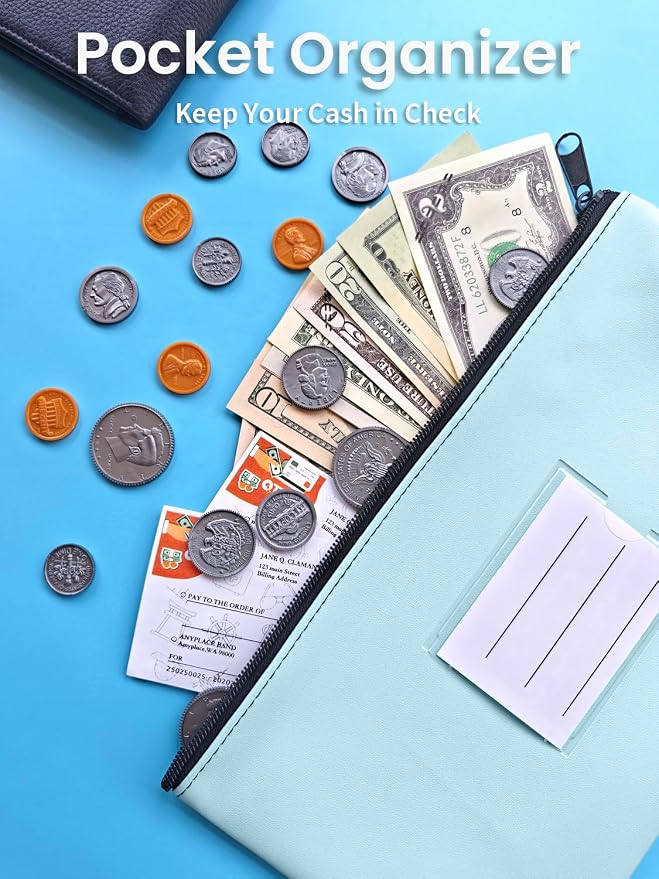 4-Pack Money Bags with Zipper 11 x 6 Inches, Bank Deposit Bag, PU Leather Cash - Image 4