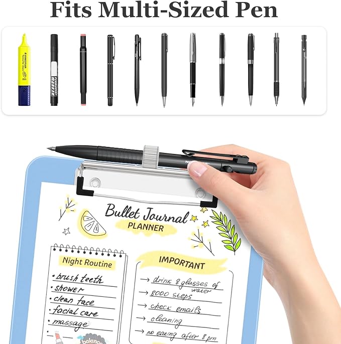 Piasoenc A5 Clipboard with Storage, Clip Board with Pen Holder, Dark Blue | A5 - Image 3