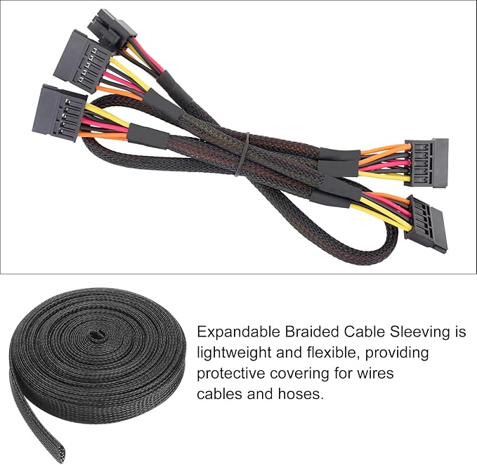 25ft PET Expandable Wire Loom 1 Inch, PET Braided Wire Sleeving Cable - Image 5