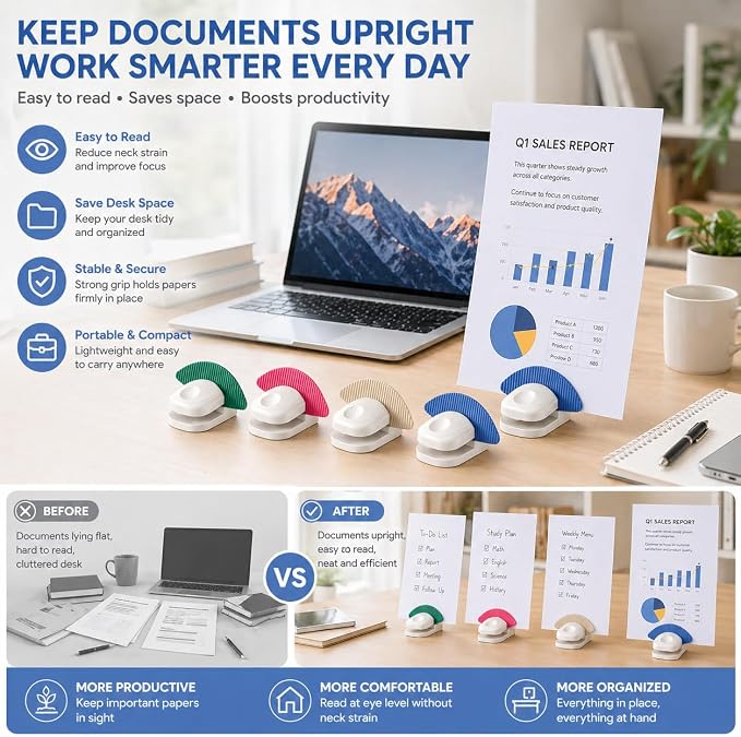 4Pcs Paper Holder Stand for Typing – Non-Slip Desktop Document Holder - Image 7