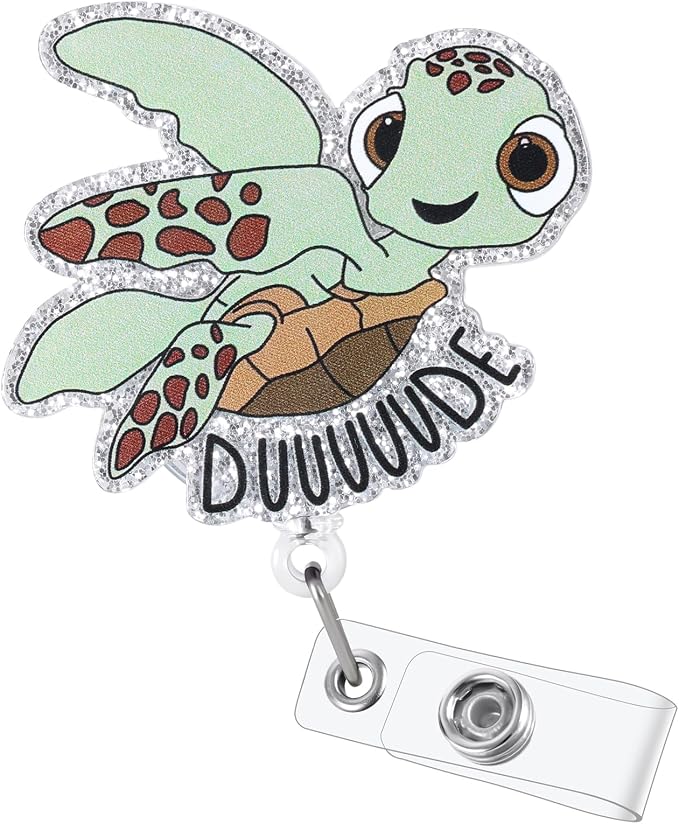 Funny Turtle Nurse Badge Reel, Cute Work Badge Holder by BEZTN
