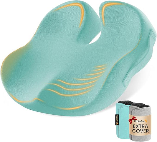 ProtoArc Extra Large Seat Cushions for Office Chairs, Ergonomic Memory Foam Seat Cushion for Home, Extra Cover, Car Seat Cushions for Driving, Pressure Relief Pad for Sciatica - Mint Green-DeskLoop Office
