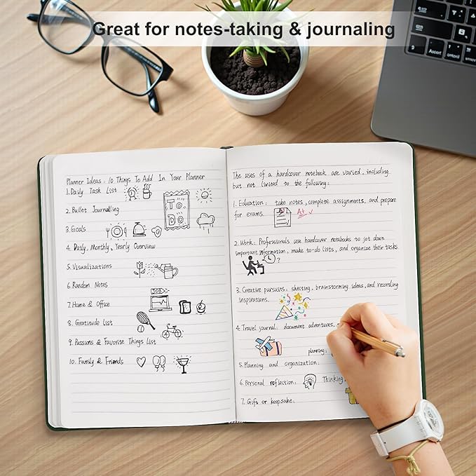 Comix 6 Pack Lined Journal Notebooks for Work, 240 Pages, 5.5"x8.3", Dark Green, Hardcover, A5 Medium College Ruled, Journaling Notebooks for Notes-taking, Fits for Office School Home-DeskLoop Office