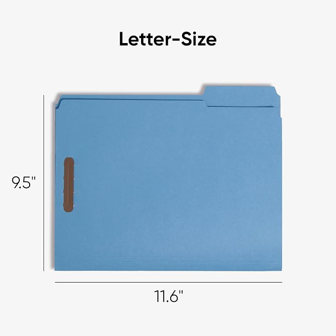 Smead Fastener File Folders, Reinforced 1/3-Cut Tabs, 2 Fasteners, Letter Size - Image 2