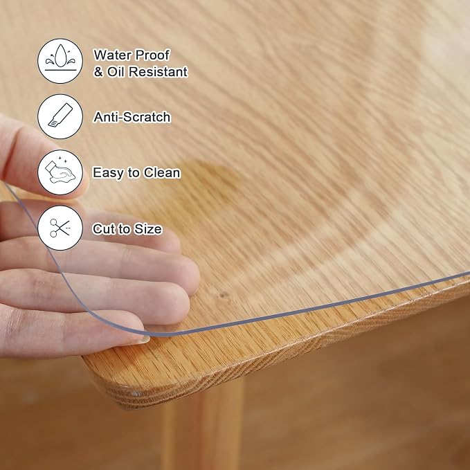 LovePads Clear Table Cover Protector, 31.5 x 55 Inch 2mm Thick Plastic Table - Image 3