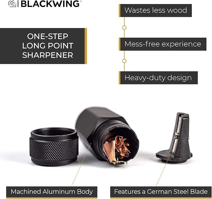 Blackwing One-Step Long Point Sharpener, German Steel Blade, Machined Aluminum - Image 3