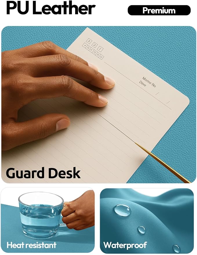 YSAGi Leather Desk Pad Protector, Office Desk Mat, Large Mouse Pad, Non-Slip PU - Image 4