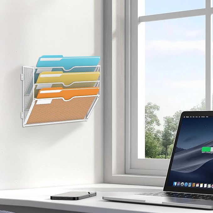 SUPEASY 3-Tier Wall File Organizer, Hanging Wall Mounted Mail Organizer - Image 7