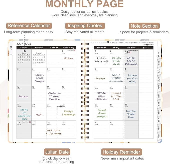 Planner 2026-2027, Weekly and Monthly Academic Year Calendar Planner, July 2026 - Image 3