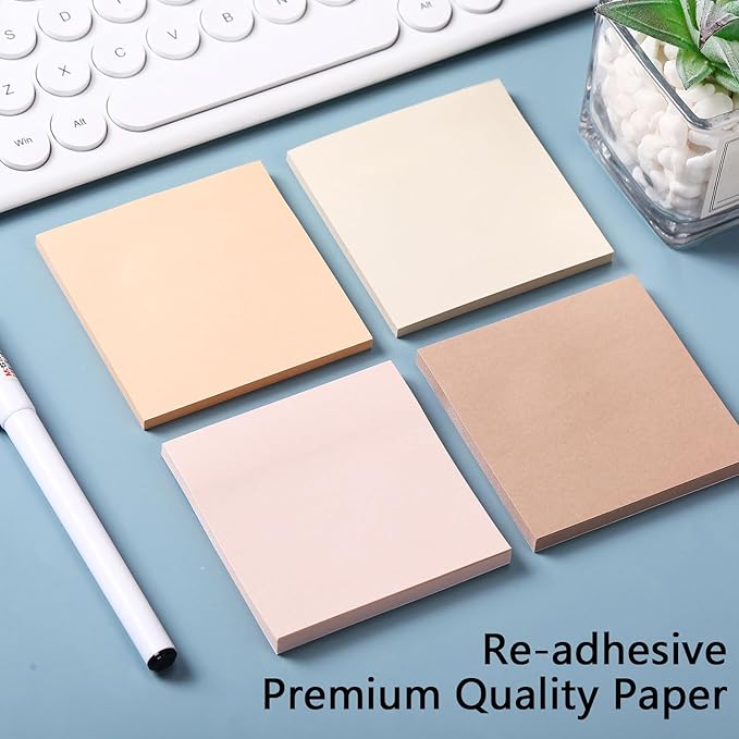 Thenshop 36 Pads Sticky Notes 3''x3'', Self Stick Notes Pads Office Supplies, 50 Sheets/pad Colored Aesthetic Sticky Accessories Home, Office, Notebook(Boho Brown)-DeskLoop Office