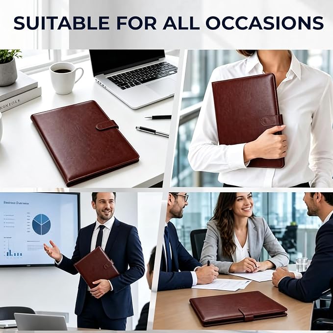 Professional Padfolio with Clipboard, Faux Leather Portfolio Folder Binder - Image 7