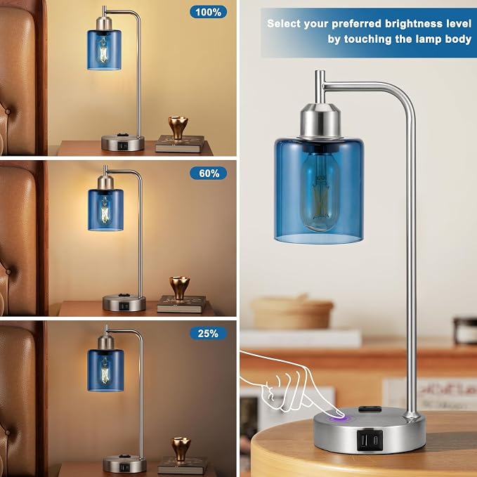 Innqoo Industrial Blue Table Lamps - Image 4
