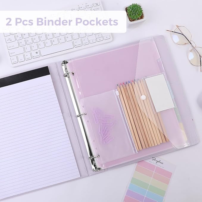 SKYDUE 3 Ring Binder with Clipboard 1 Inch, 13.2" × 10.2" PU Clipboard Binder - Image 3