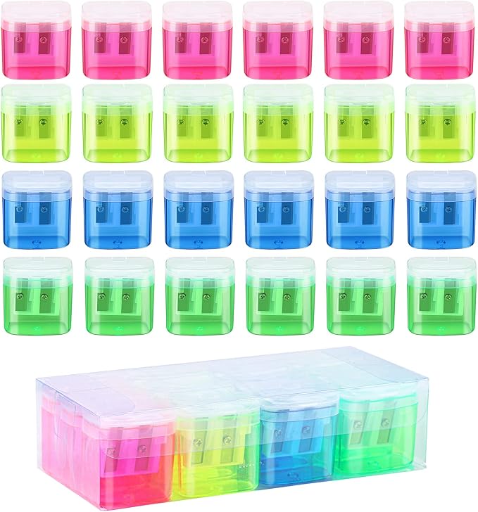 24 Pieces Pencil Sharpeners Manual Dual Holes Pencil Sharpener by Hxezoc
