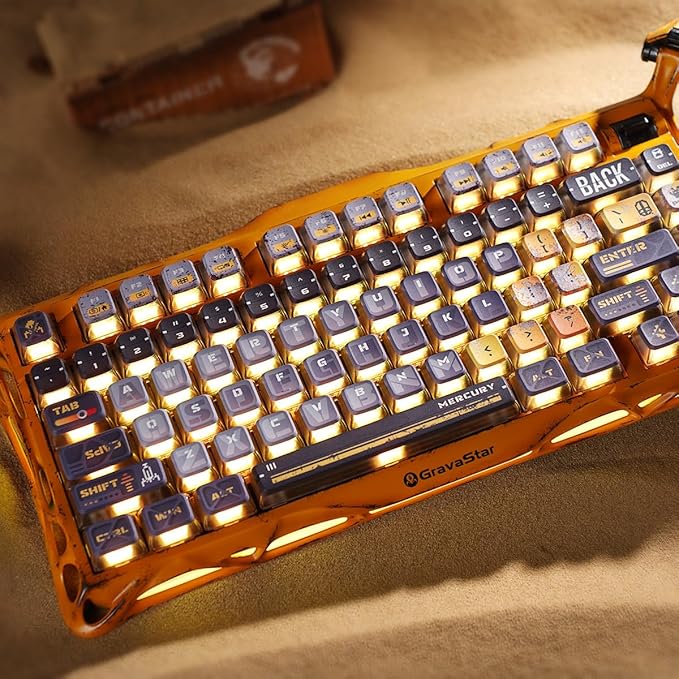 GravaStar Mercury K1 Pro Wireless Mechanical Gaming Keyboard, Aluminum Alloy 75% Layout, Hot-Swappable RGB Custom Keyboard with Linear Switches – Handcrafted Battle-Worn Yellow Edition-DeskLoop Office