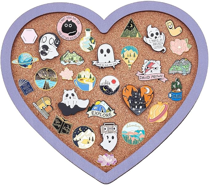 BENECREAT Purple Heart Pin Cork Board Bulletin Display Board, Wall Mounted Cork by BENECREAT