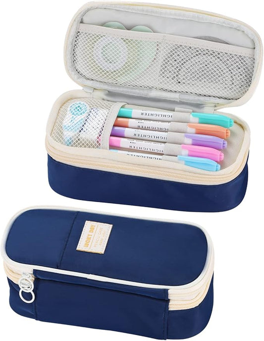 Dugio Big Pencil Case for Boys Organizer Pencil Bag with Zipper Pencil Pouch for School Teens Kids Aesthetic Large Pencil Pouch Blue-DeskLoop Office