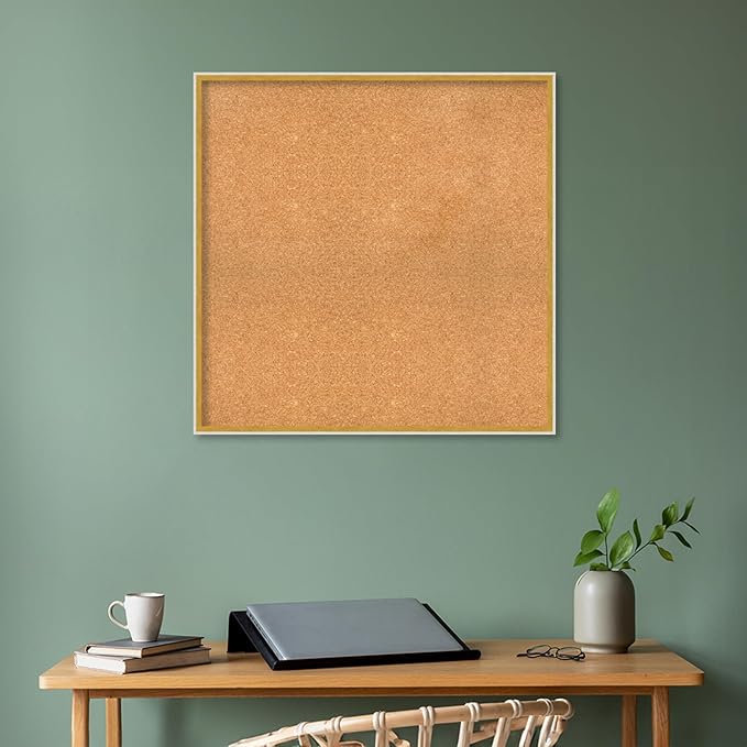 Amanti Art Natural Cork Board for Wall, 33x33 Vision Board with White Frame, Large Corkboard Office Decor for Home Organization, Modern Corkboard Pinboard to Display Items for Home Organization in-DeskLoop Office