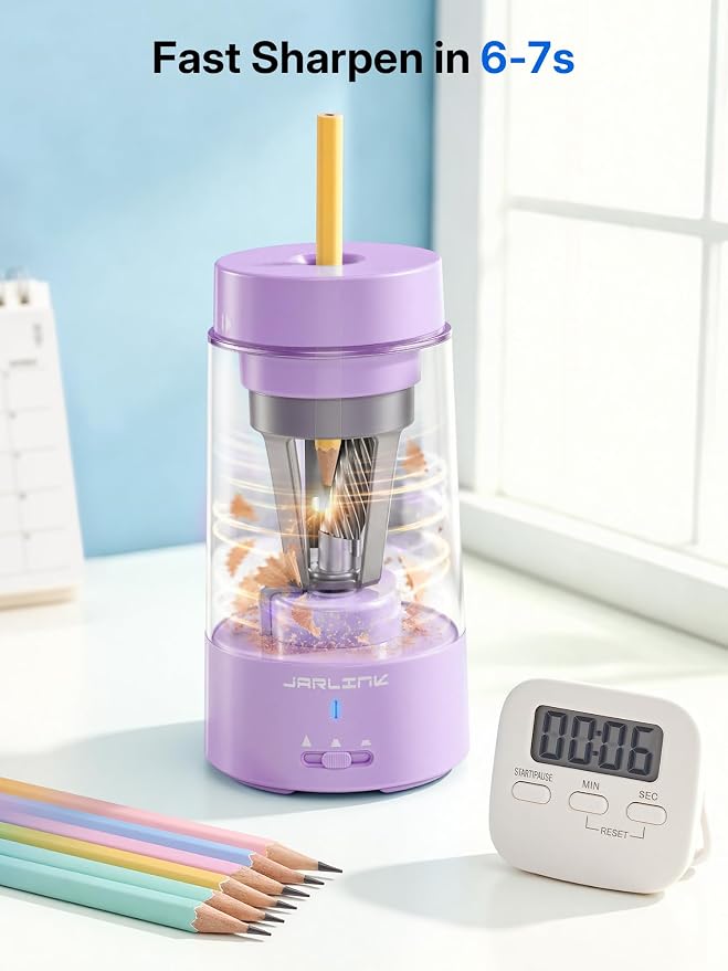 JARLINK Electric Pencil Sharpener, Fully Automatic Rechargeable Pencil Sharpener - Image 6
