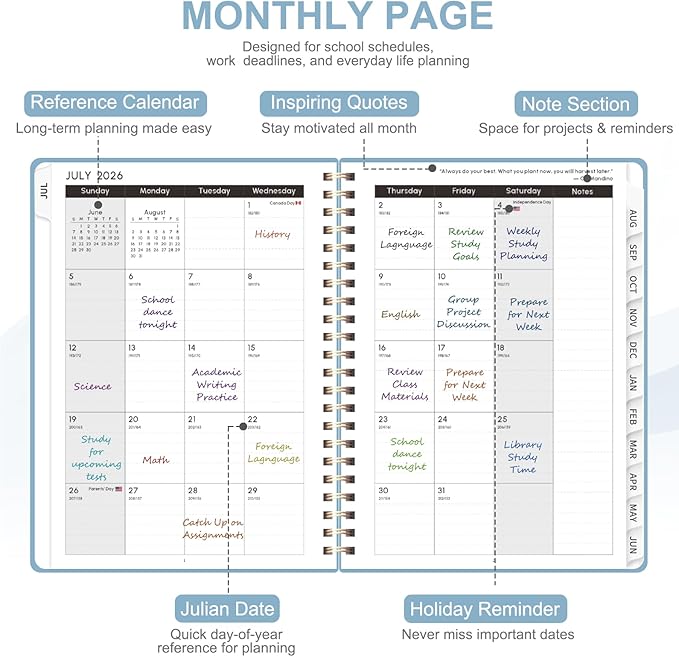 Planner 2026-2027, Weekly and Monthly Academic Year Calendar Planner, July 2026 - Image 3