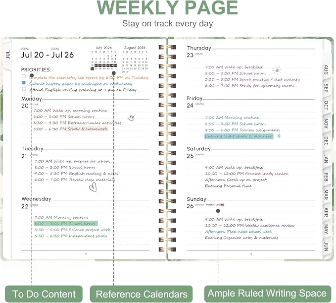 Planner 2026-2027, Weekly and Monthly Academic Year Calendar Planner, July 2026 - Image 2