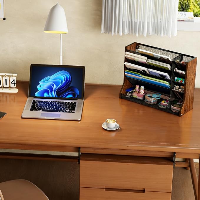 Jakyitvi 5 Tiers Ironwood Wall Desk File Holder Organizer Organizer, space - Image 8