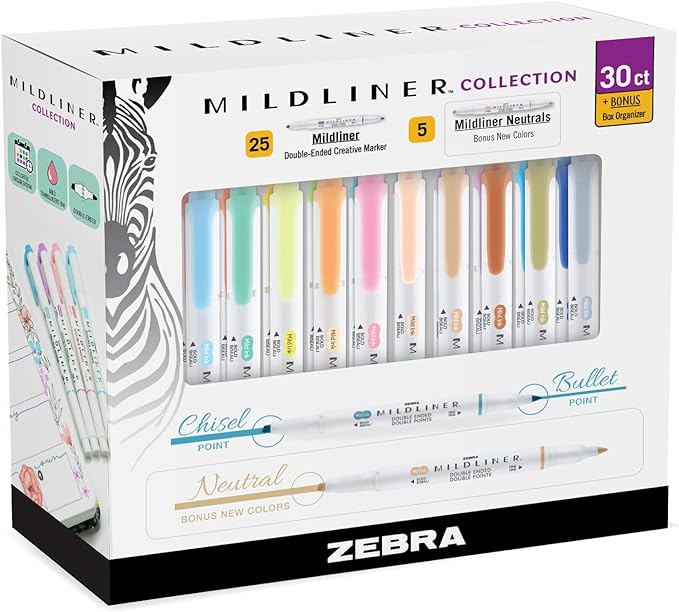 Zebra Pen Mildliner Double-Ended Highlighter Set, Broad and Fine Point Tips by ZebraPen