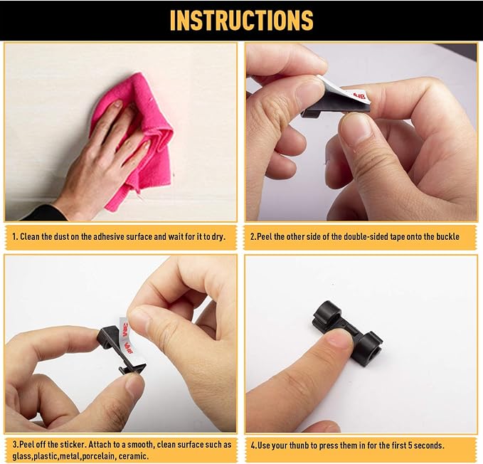 Cable Clips with Strong Self-Adhesive, XIAOXI Cable Management TV PC Wire - Image 4