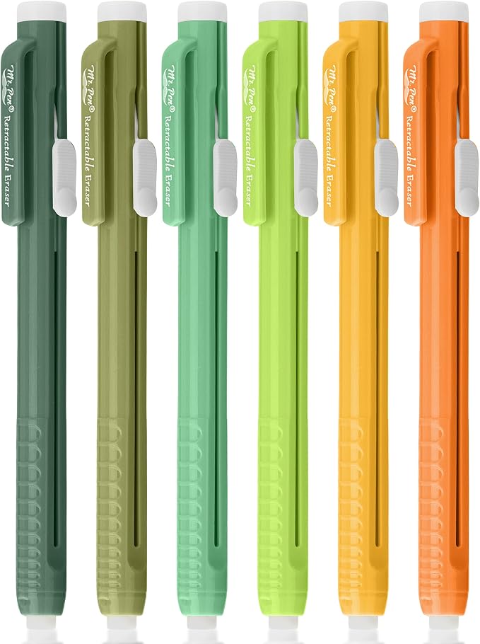 Mr. Pen- Retractable Mechanical Eraser Pens, 6 Pack, Citrus Colors | Latex-Free by MrPen