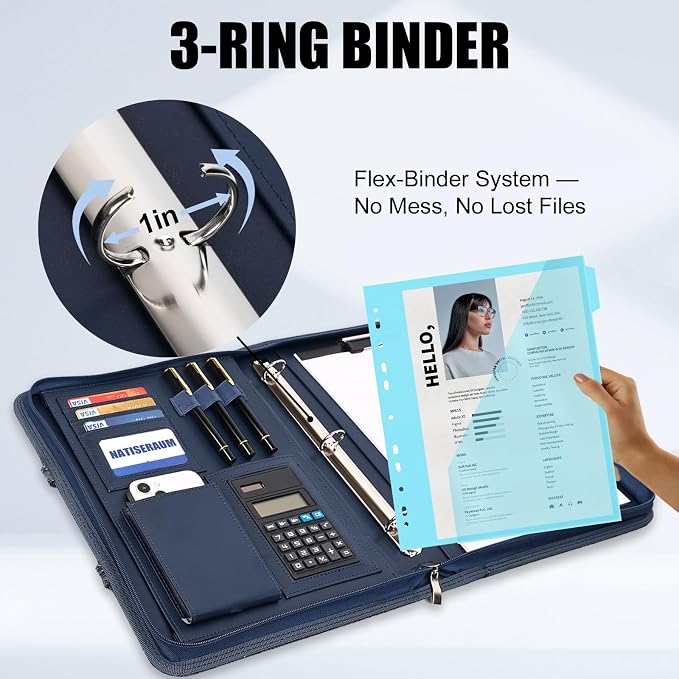 Portfolio Binder 3 Ring Includes Pen and 5 Dividers - Image 8