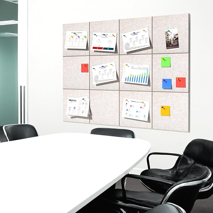 MaxGear Felt Bulletin Board 48" x 36", Light Tan Felt Wall Tiles Wall Decor | - Image 9