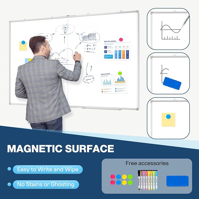 WALGLASS Large White Board Dry Erase Board, Magnetic Whiteboard - Image 4