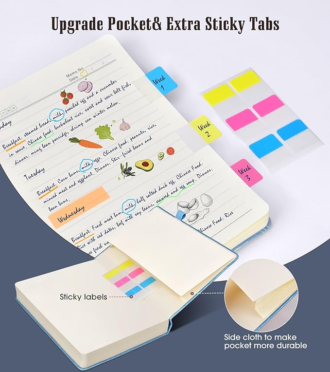 Lined Journal Notebook -365 Pages A5 Thick Journals for Writing College Ruled Notebook, Hardcover Leather Journal for Women Men, Daily Journal Notebook for Work, Note Taking, 100Gsm Lined Paper ( 5.75'' X 8.38'' Blue)-DeskLoop Office