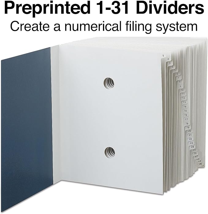 Staples Pressboard Indexed Desk File, Numerical Index 1–31, 2‑Pack – Desktop - Image 2