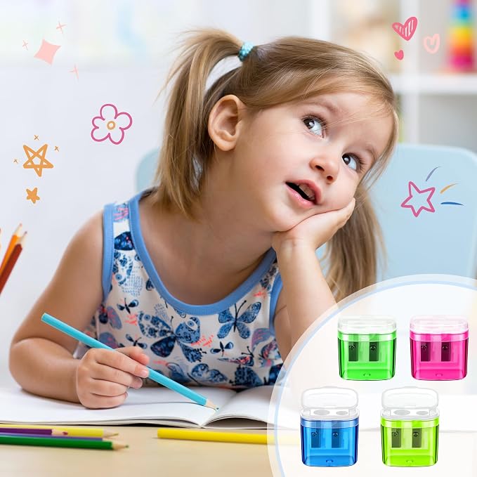 Aodaer 180 Pieces Pencil Sharpeners Manual Double Hole Pencil Sharpener - Image 5
