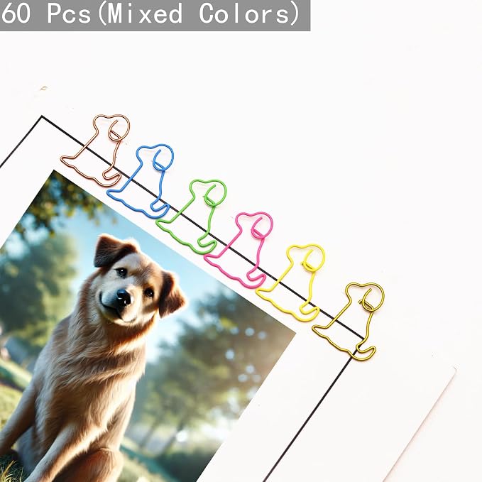 60 Pcs Dog Paper Clips Mixed Color, Dog Office Supplies - Image 4