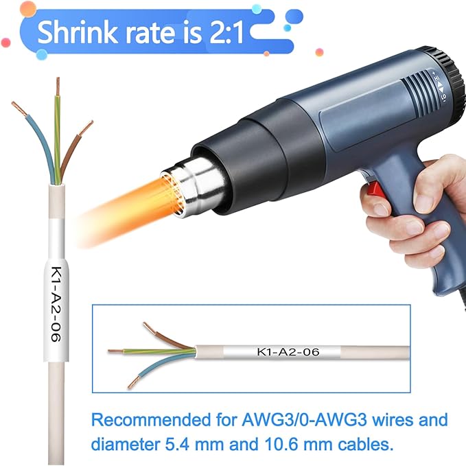 HSE241 HSE-241 HS-241 Heat Shrink Tubes Label Tape 3/4" (17.7mm) x 4.92 ft Compatible for PTD400 D600 PTH300 PTE300 PTE500 PT-E550W E800W PTP700 PTP750WVP, Black on White, 2 Pack-DeskLoop Office