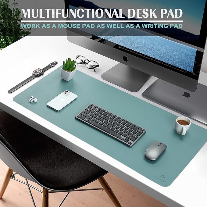 K KNODEL Small Office Leather Desk Mat, Mouse and Keyboard Pad, Computer and - Image 2