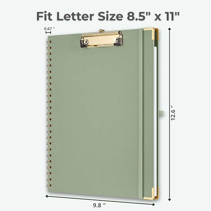 Mymazn Clipboard Folio with Storage, Sturdy Sage Green Cover, 5 Dividers & 10 - Image 3