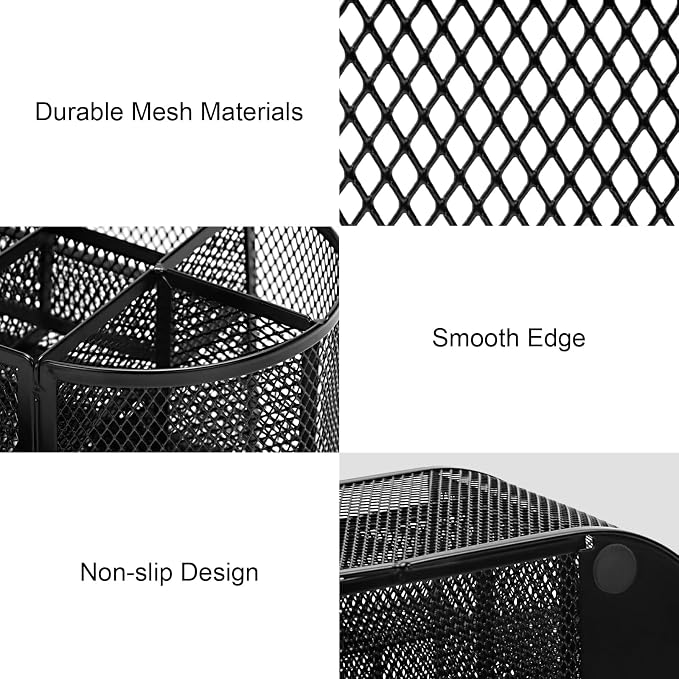 Comix Mesh Pen Pencil Holder Desk Organizer, 8 Compartment and 1 Drawer Wire - Image 5