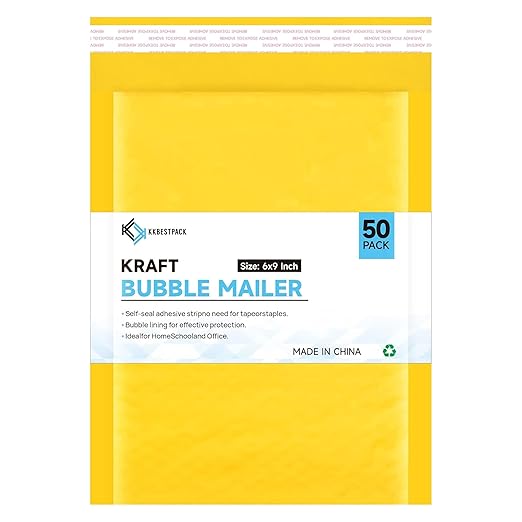 Kkbestpack Kraft Paper Bubble Mailers #0, 6x10 Inch Self-Seal Padded Mailing by KKBESTPACK