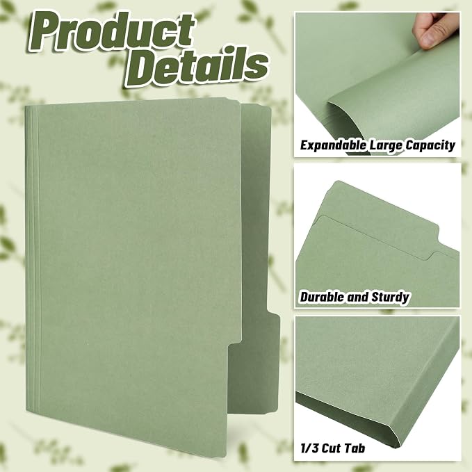 Whaline Sage Green File Folders Letter Size 12 Packs 3 Colors Gradient Green - Image 3