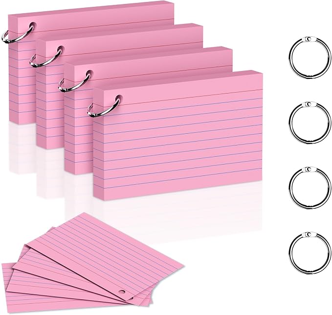 200 Count 3 x 5 Inch Pink Index Cards by DORFAS
