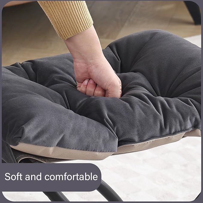 LITA Folding Upholstered Footrest Stool, Modern Small Portable Accent Ottoman with Detachable Thick Cotton Cushion Padded Sofa Stool with Metal Frame for Lazy Chair, Living Room & Bedroom, Smoky Grey-DeskLoop Office