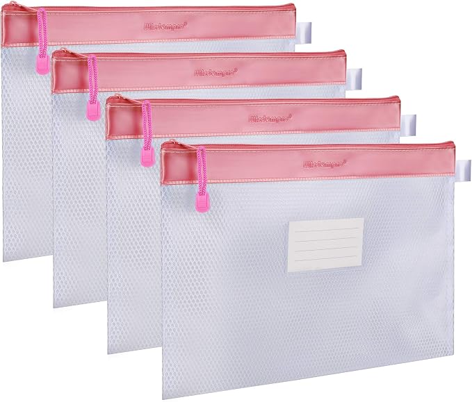 Zipper Pouch, Wisdompro 4 Packs Durable Letter Size Waterproof Mesh File Bag by Wisdompro