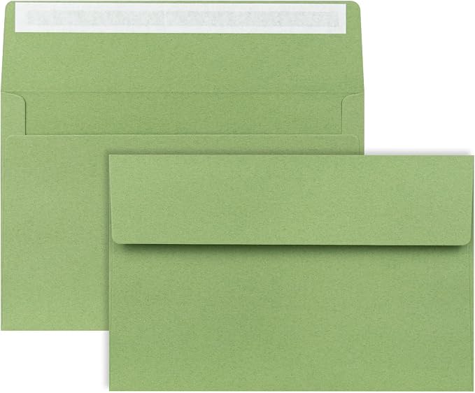 A9 Envelopes Sage Green 5.75x8.75 Invitation Envelopes Self Seal Pack of 50 by AZAZA